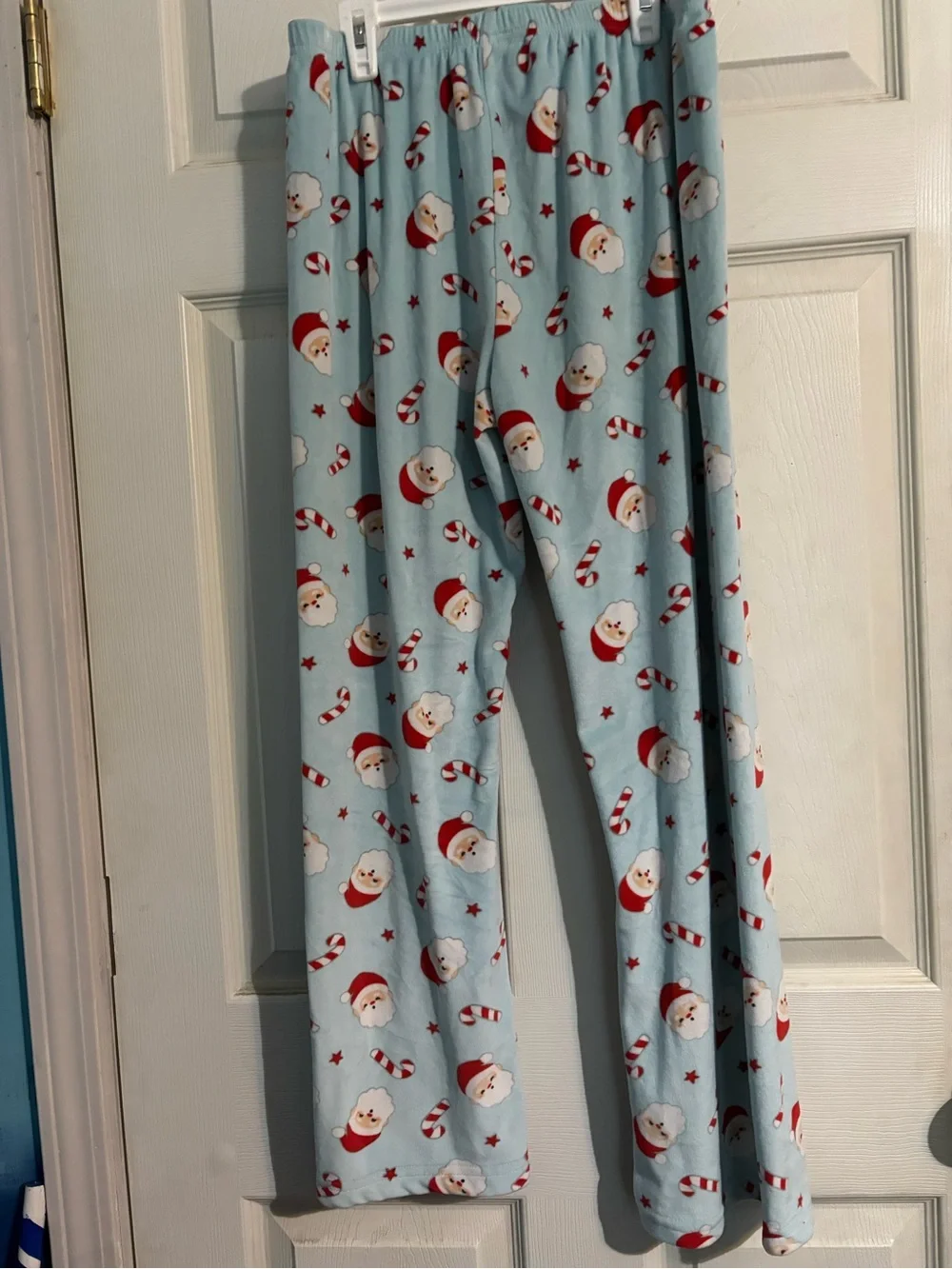 Holiday Time Light Blue Santa Print Kids Pajama Bottoms